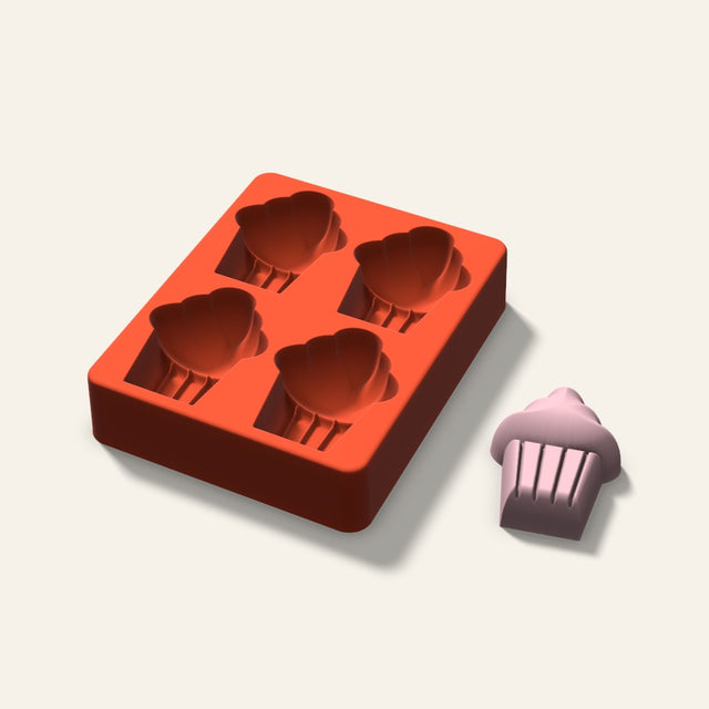Cupcake Soap Mold, 2.5 Inch, 4 Cavity, 3D render