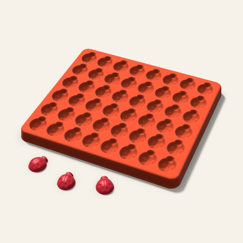 Ladybug Gummy Mold, 0.75 Inch, 48 Cavity, 3D render