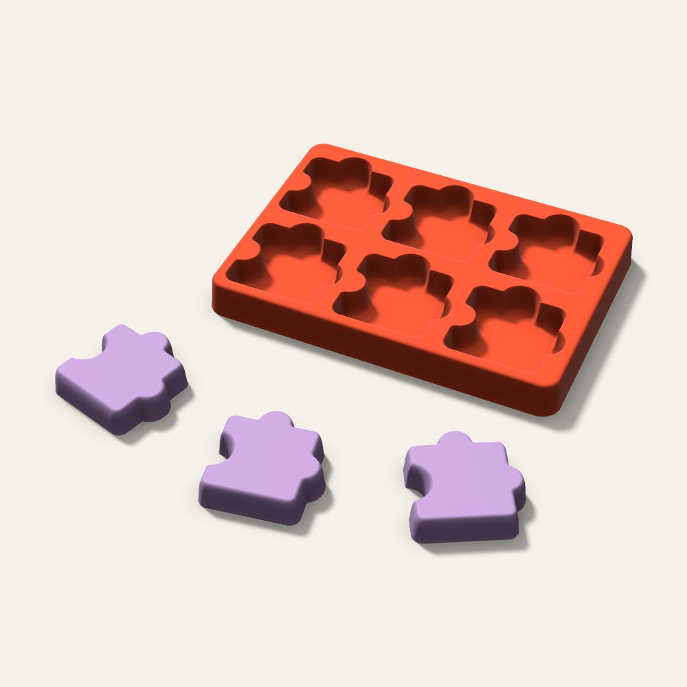 Puzzle Wax Melt Mold, 2 Inch, 6 Cavity, 3D render