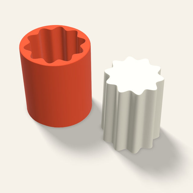 Fluted Pillar Candle Mold, 4 x 5 Inch, 3D render