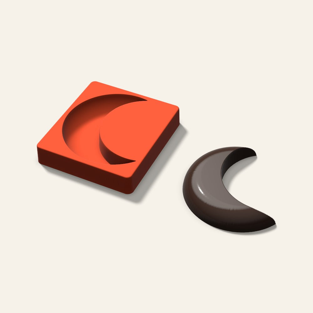 Giant Crescent Moon Mold, 6 Inch, 3D render