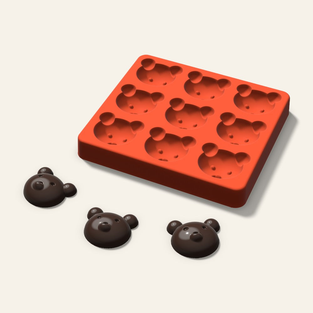 Bear Chocolate Mold, 1.5 Inch, 9 Cavity, 3D render
