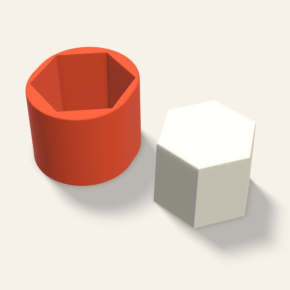 Hexagon Pillar Candle Mold, 4 x 3 Inch, 3D render
