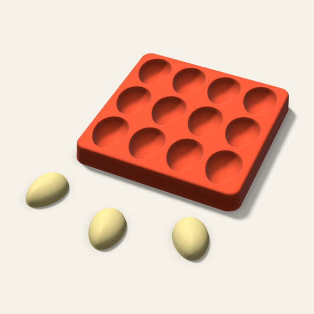 Egg Butter Pat Mold, 1.25 Inch, 12 Cavity, 3D render