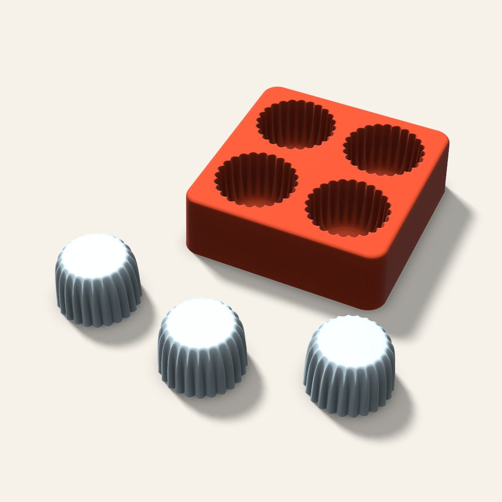 Fluted Cup Ice Mold, 1.5 Inch, 4 Cavity, 3D render