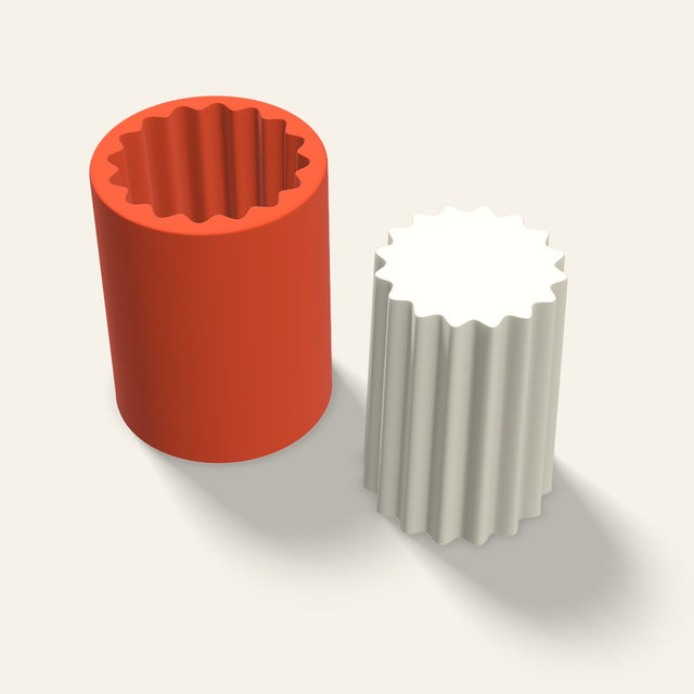 Ribbed Pillar Candle Mold, 3.5 x 5 Inch, 3D render