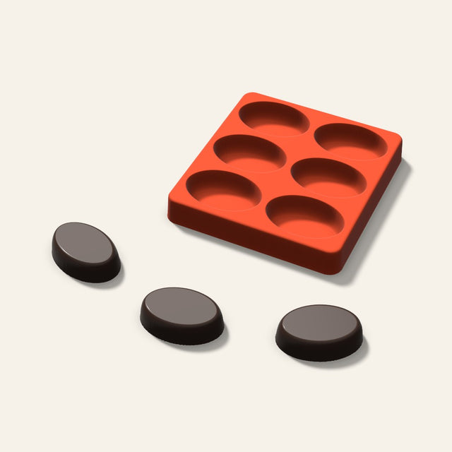 Oval Chocolate Mold, 2 Inch, 6 Cavity, 3D render