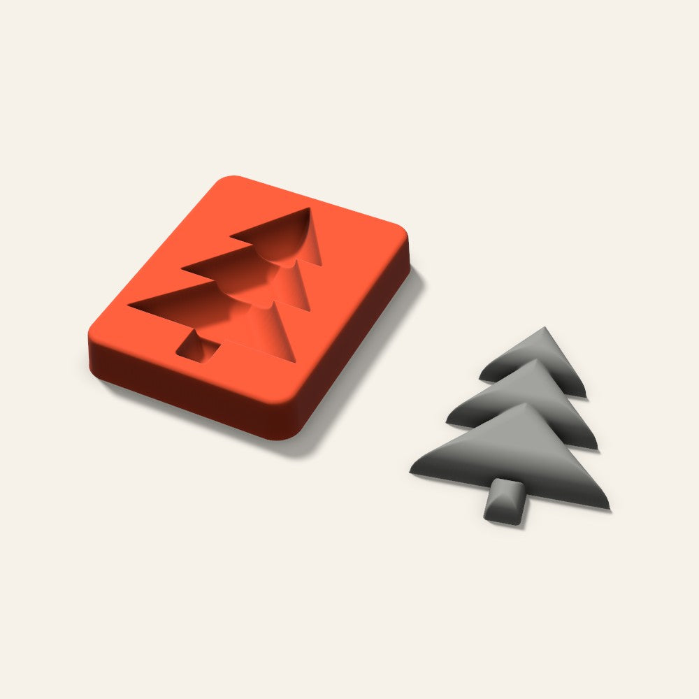 Christmas Tree Plaster Ornament Mold, 3.5 Inch, 3D render