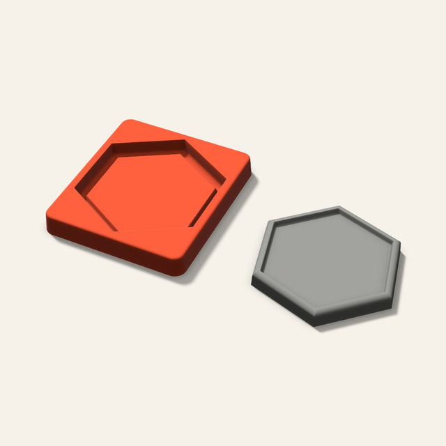 Hexagon Concrete Coaster Mold, 4.5 Inch, 3D render