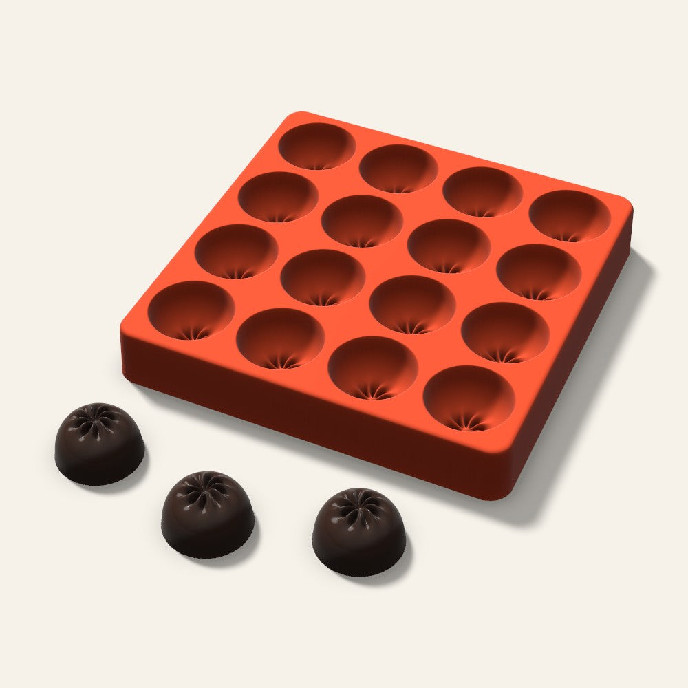 Dumpling Chocolate Mold, 1.25 Inch, 16 Cavity, 3D render