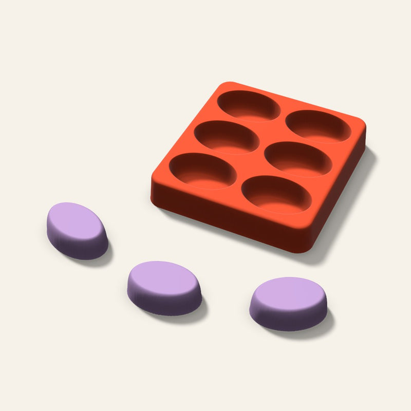 Oval Wax Melt Mold, 1.5 Inch, 6 Cavity