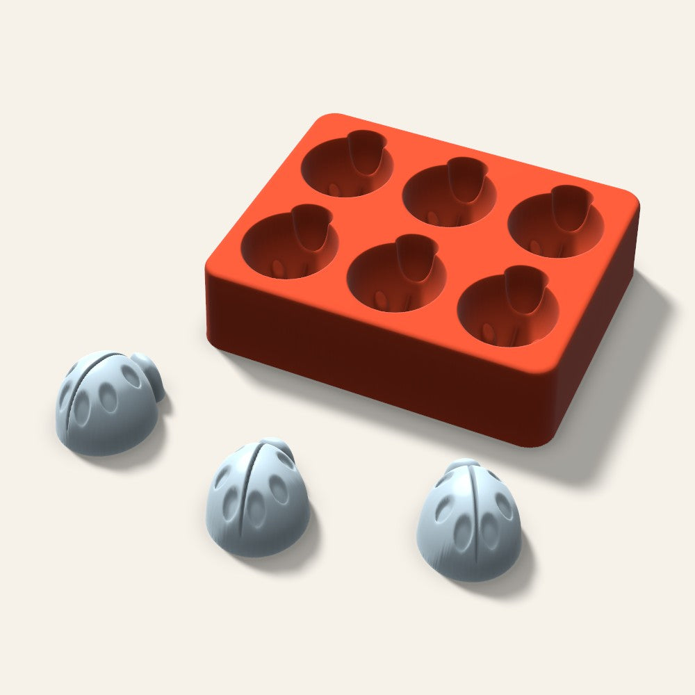 Ladybug Ice Mold, 1.5 Inch, 6 Cavity, 3D render