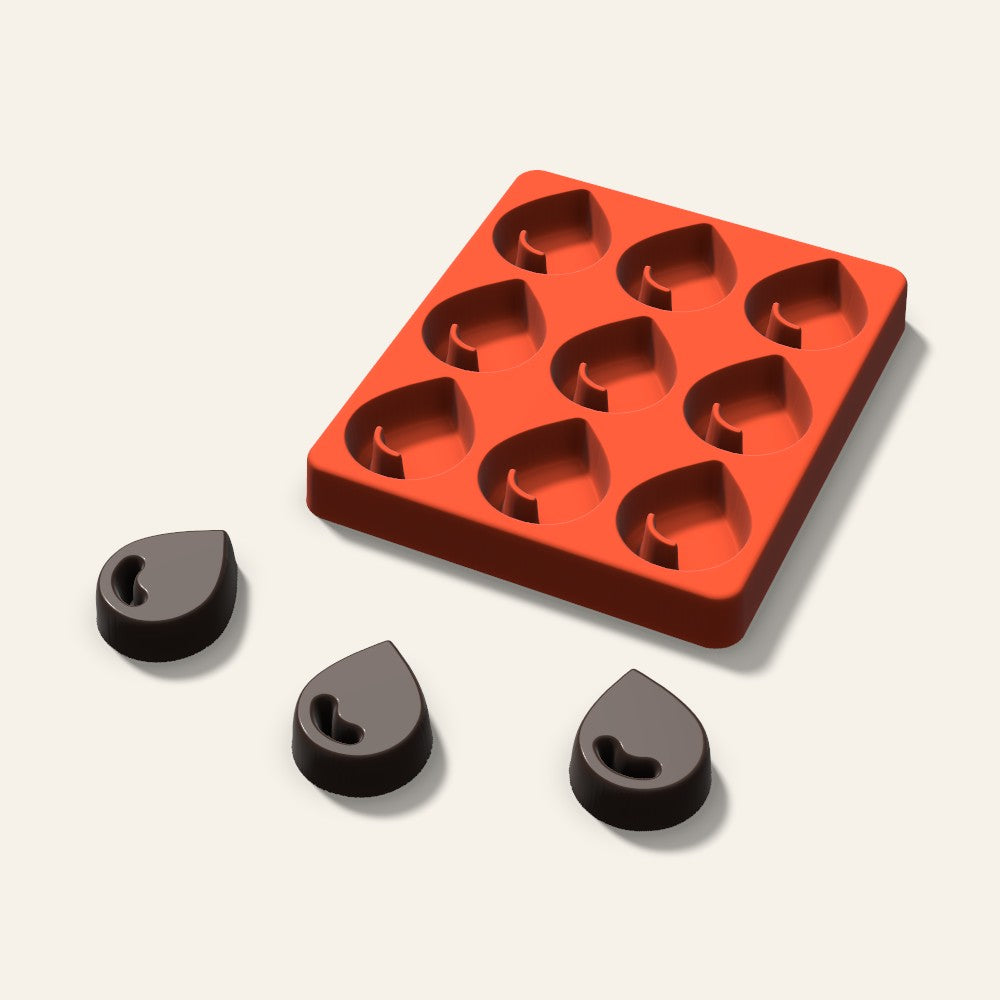 Water Drop Chocolate Mold, 1.75 Inch, 9 Cavity, 3D render