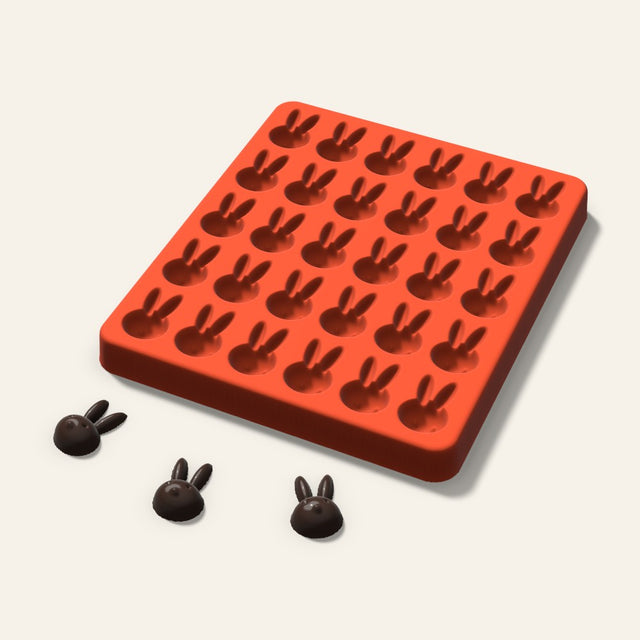 Bunny Candy Mold, 1 Inch, 30 Cavity, 3D render