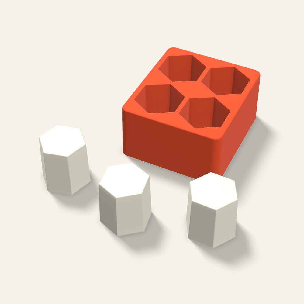 Hexagon Pillar Votive Candle Mold, 2 x 2 Inch, 4 Cavity, 3D render