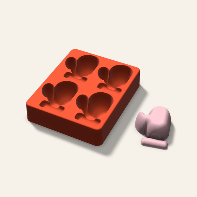 Mitten Soap Mold, 2.5 Inch, 4 Cavity, 3D render