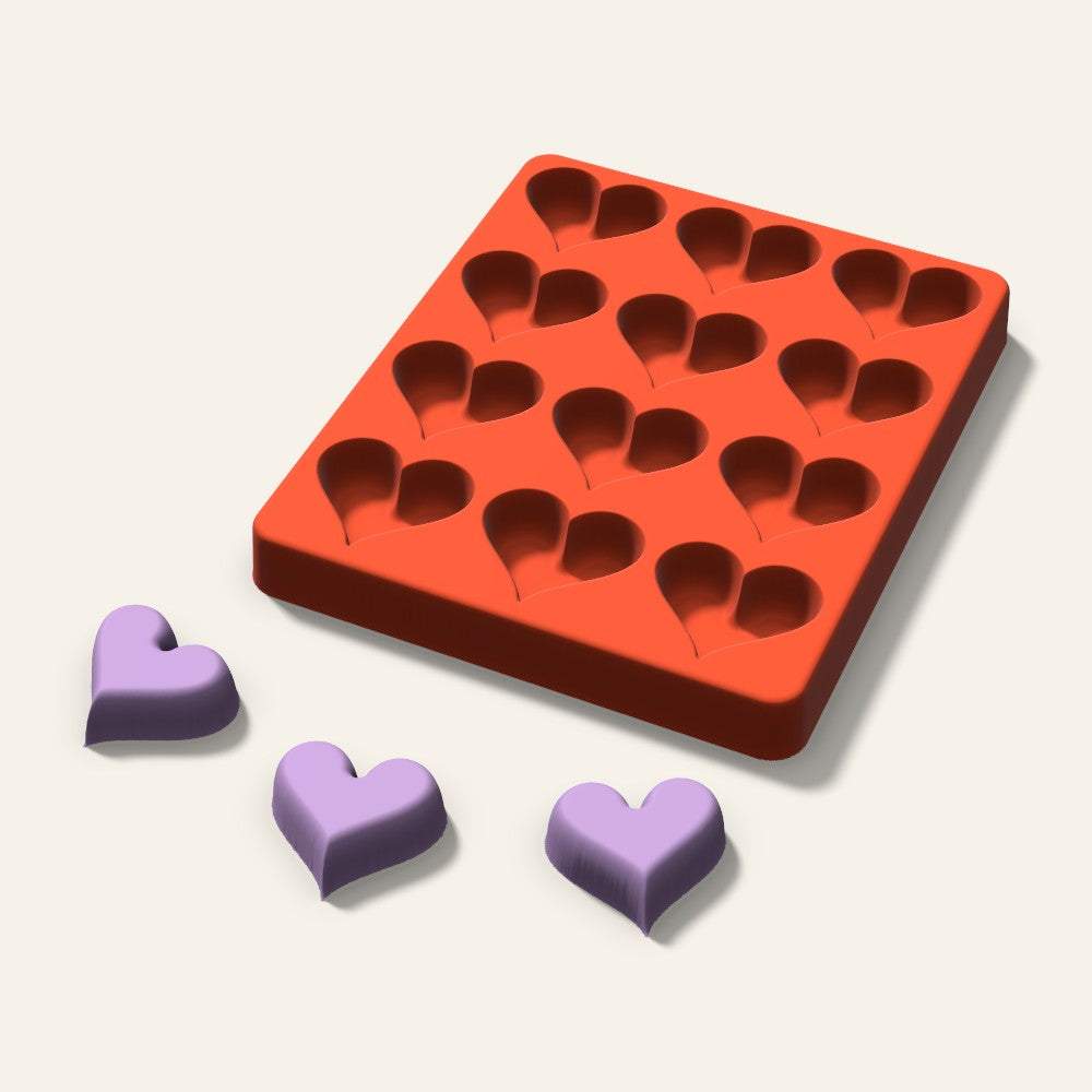Heart Wax Melt Mold, 1.5 Inch, 12 Cavity, 3D render