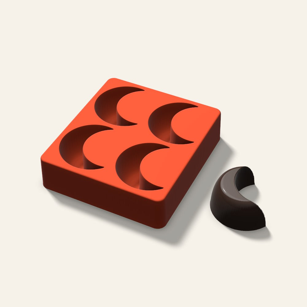 Crescent Moon Mini Cake Mold, 2.5 Inch, 4 Cavity, 3D render