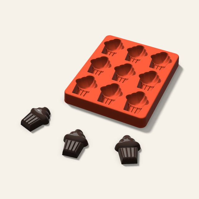 Cupcake Chocolate Mold, 1.75 Inch, 9 Cavity, 3D render