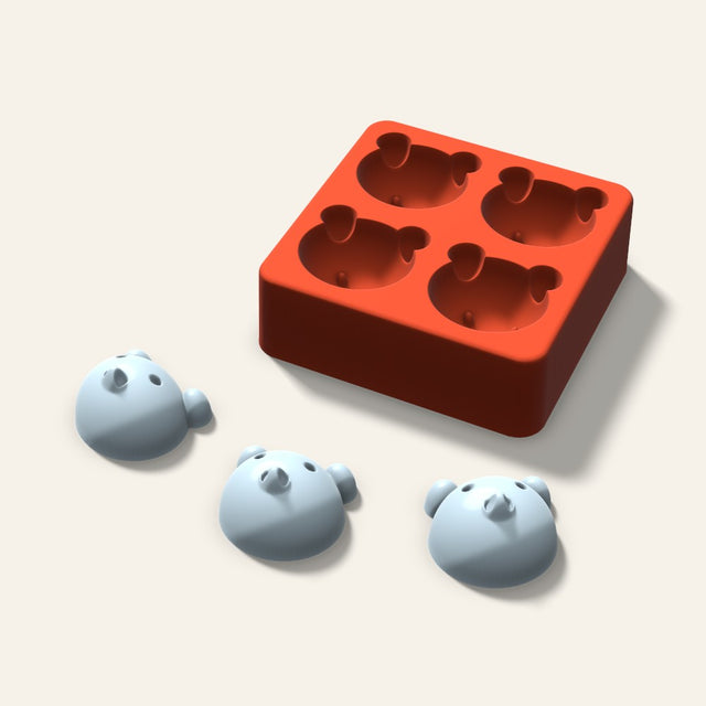 Pig Ice Mold, 1.5 Inch, 4 Cavity, 3D render
