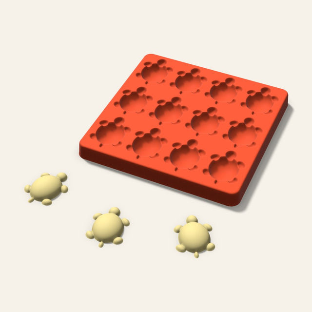 Turtle Butter Pat Mold, 1.75 Inch, 12 Cavity, 3D render