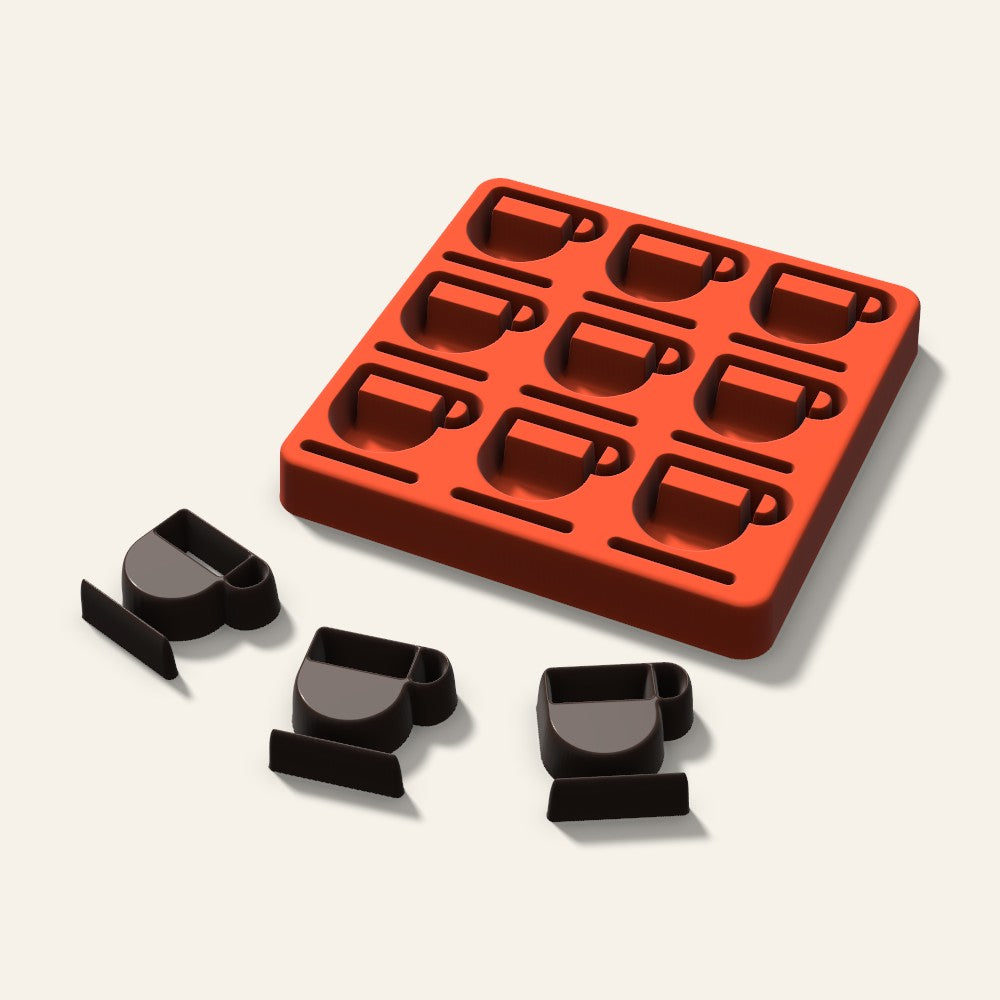 Coffee Cup Chocolate Mold, 1.5 Inch, 9 Cavity, 3D render