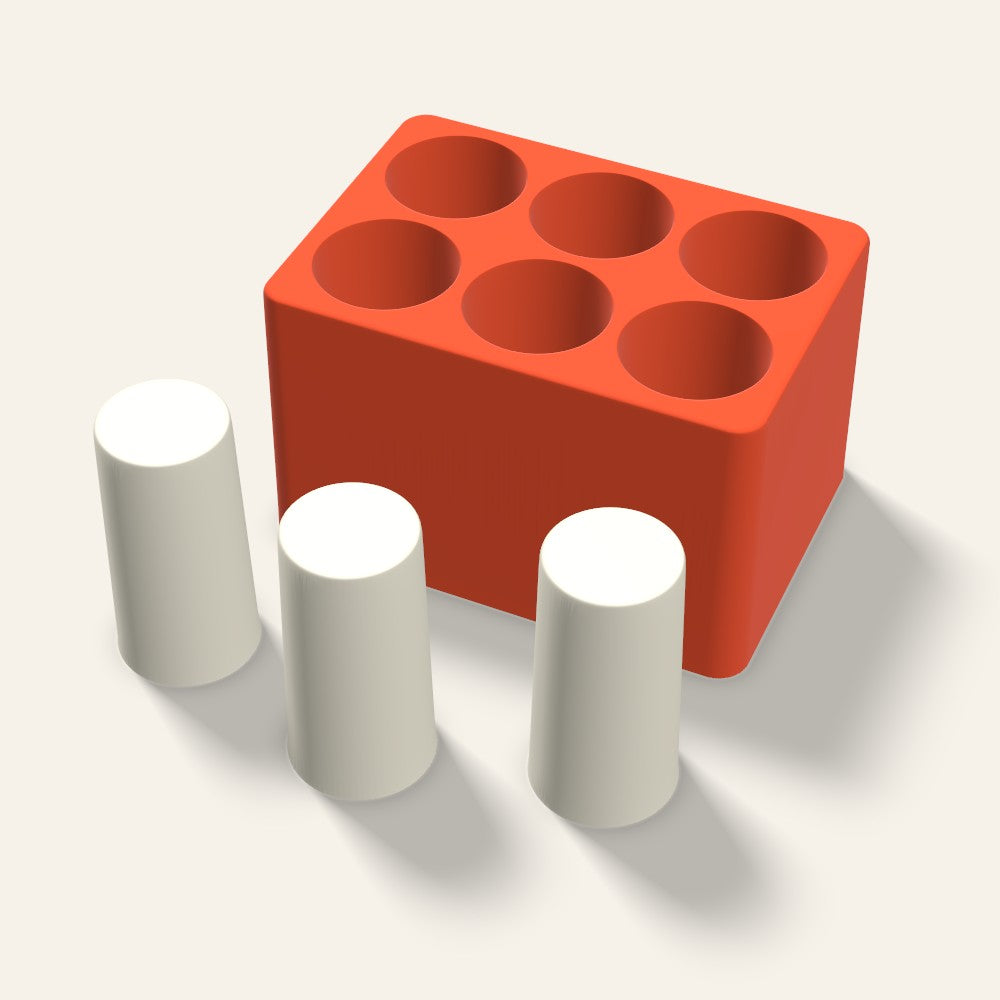 Pillar Votive Candle Mold, 1.5 x 3 Inch, 6 Cavity, 3D render