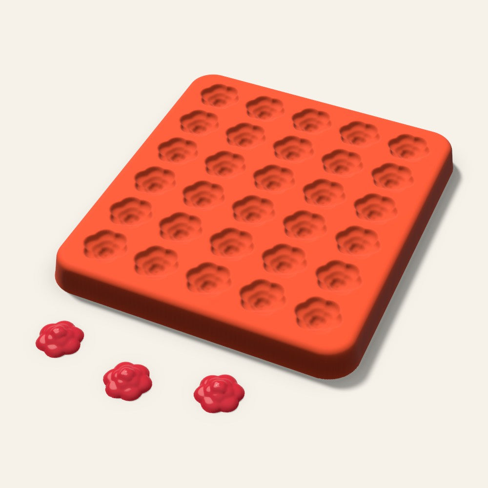 Rosette Candy Mold, 0.5 Inch, 30 Cavity, 3D render