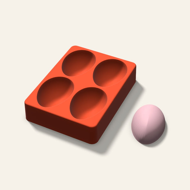 Egg Soap Mold, 2.5 Inch, 4 Cavity, 3D render