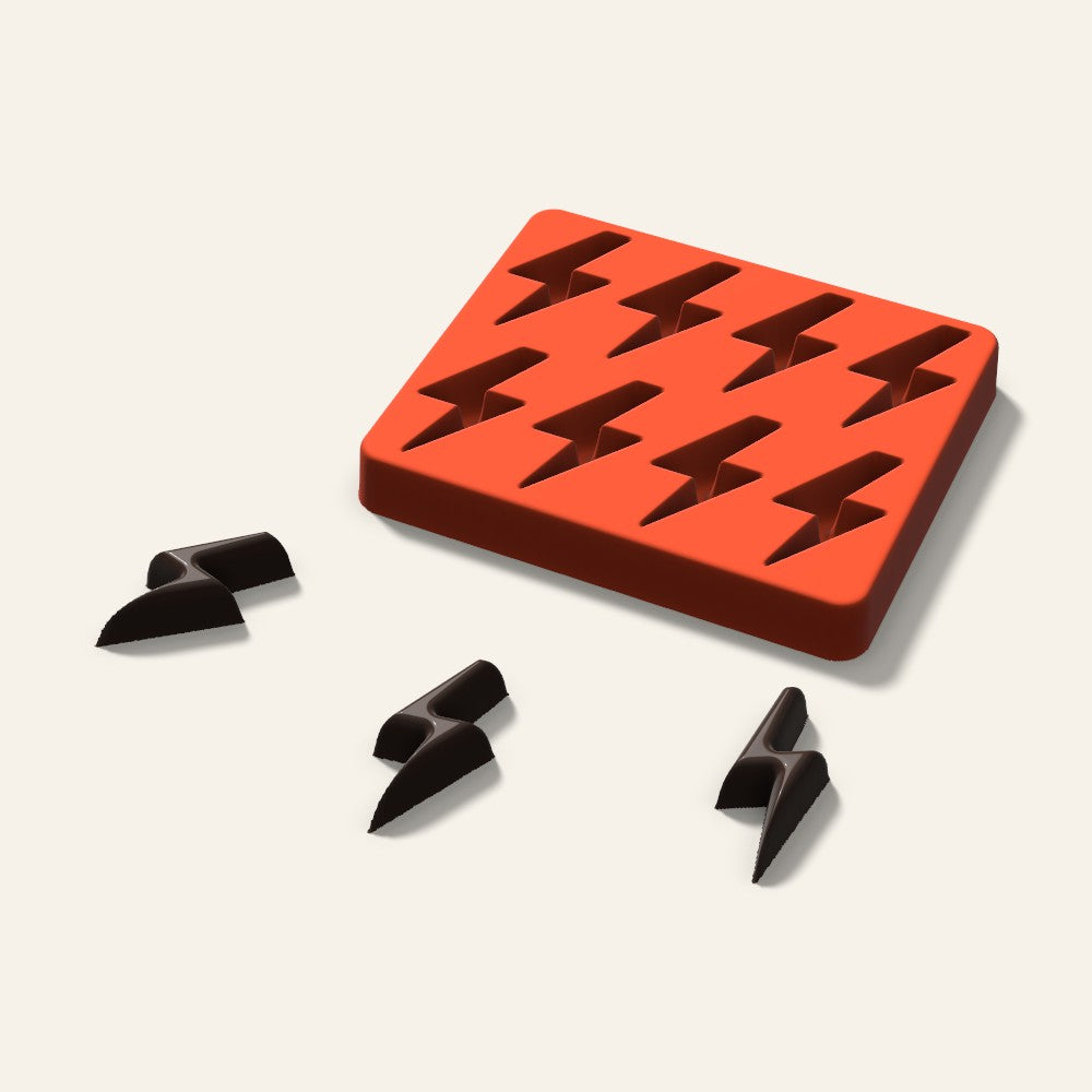 Lightning Bolt Chocolate Mold, 2 Inch, 8 Cavity, 3D render