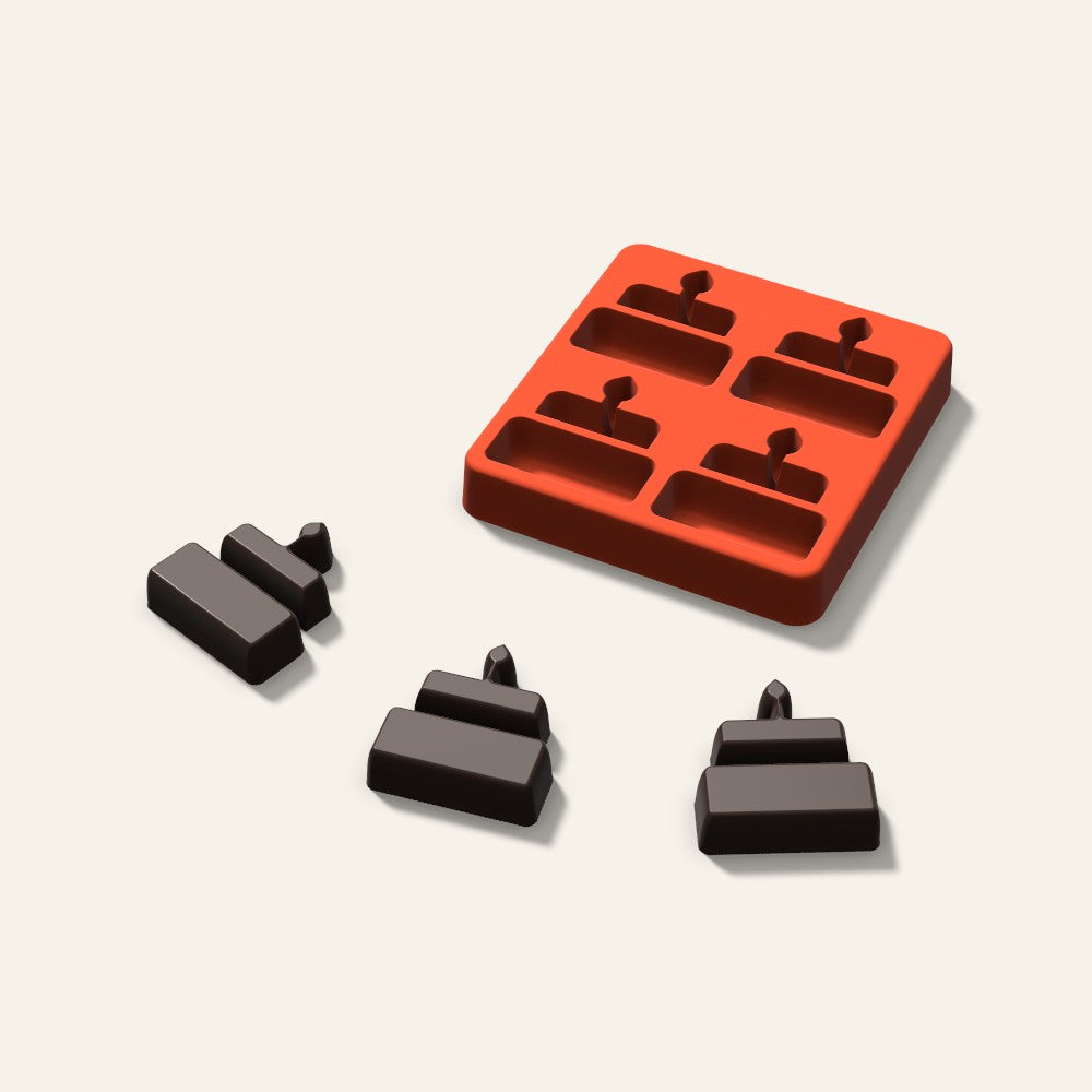 Birthday Cake Chocolate Mold, 2 Inch, 4 Cavity, 3D render