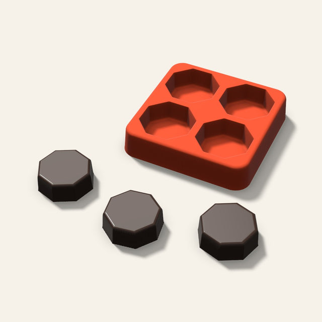 Octagon Candy Mold, 1.25 Inch, 4 Cavity, 3D render