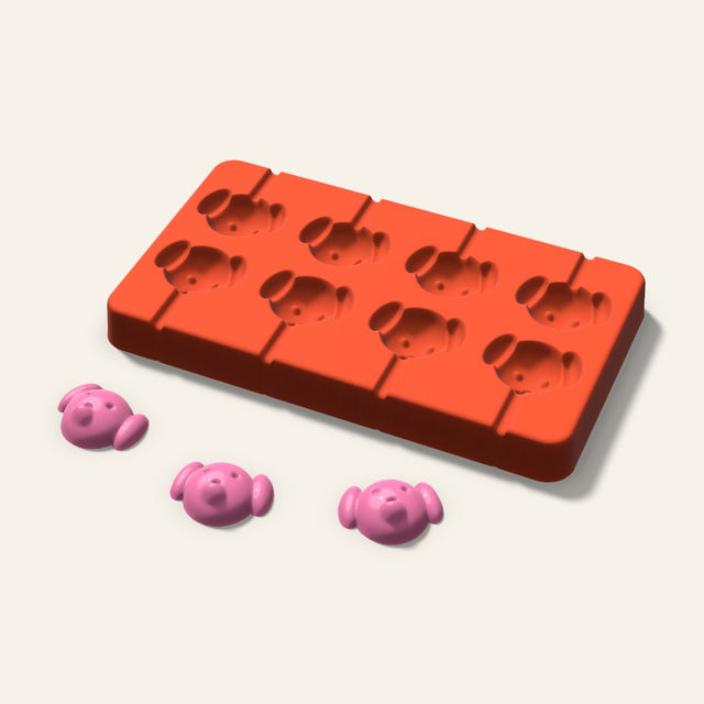 Dog Lollipop Mold, 1.5 Inch, 8 Cavity, 3D render