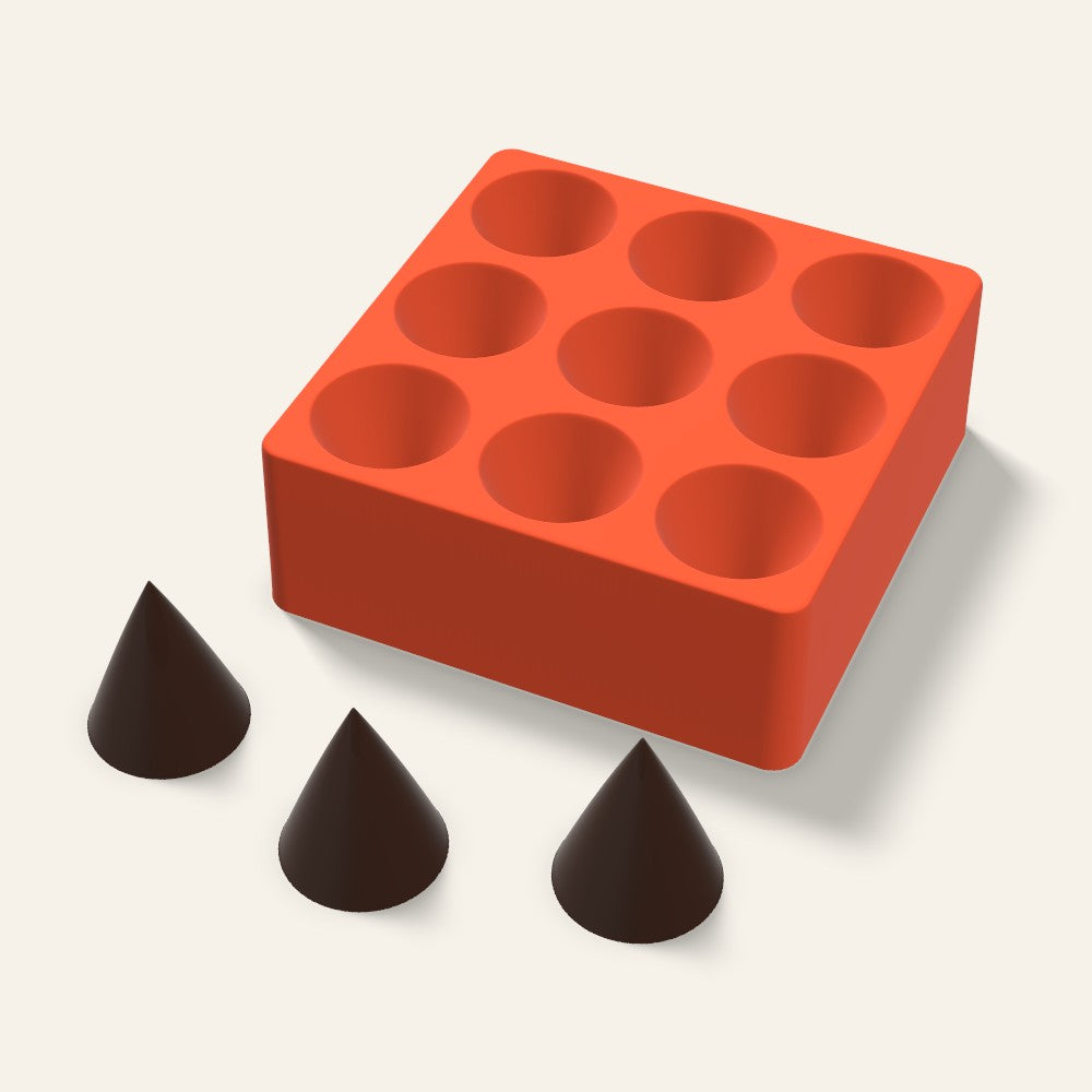 Cone Chocolate Mold, 1.75 Inch, 9 Cavity, 3D render