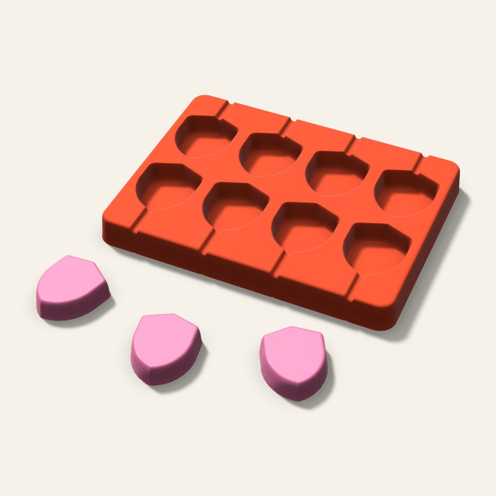 Shield Lollipop Mold, 1.5 Inch, 8 Cavity, 3D render