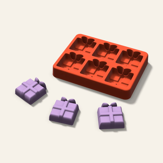Gift Box Wax Melt Mold, 1.5 Inch, 6 Cavity, 3D render