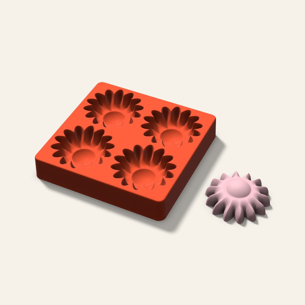 Sunflower Soap Mold, 3 Inch, 4 Cavity, 3D render