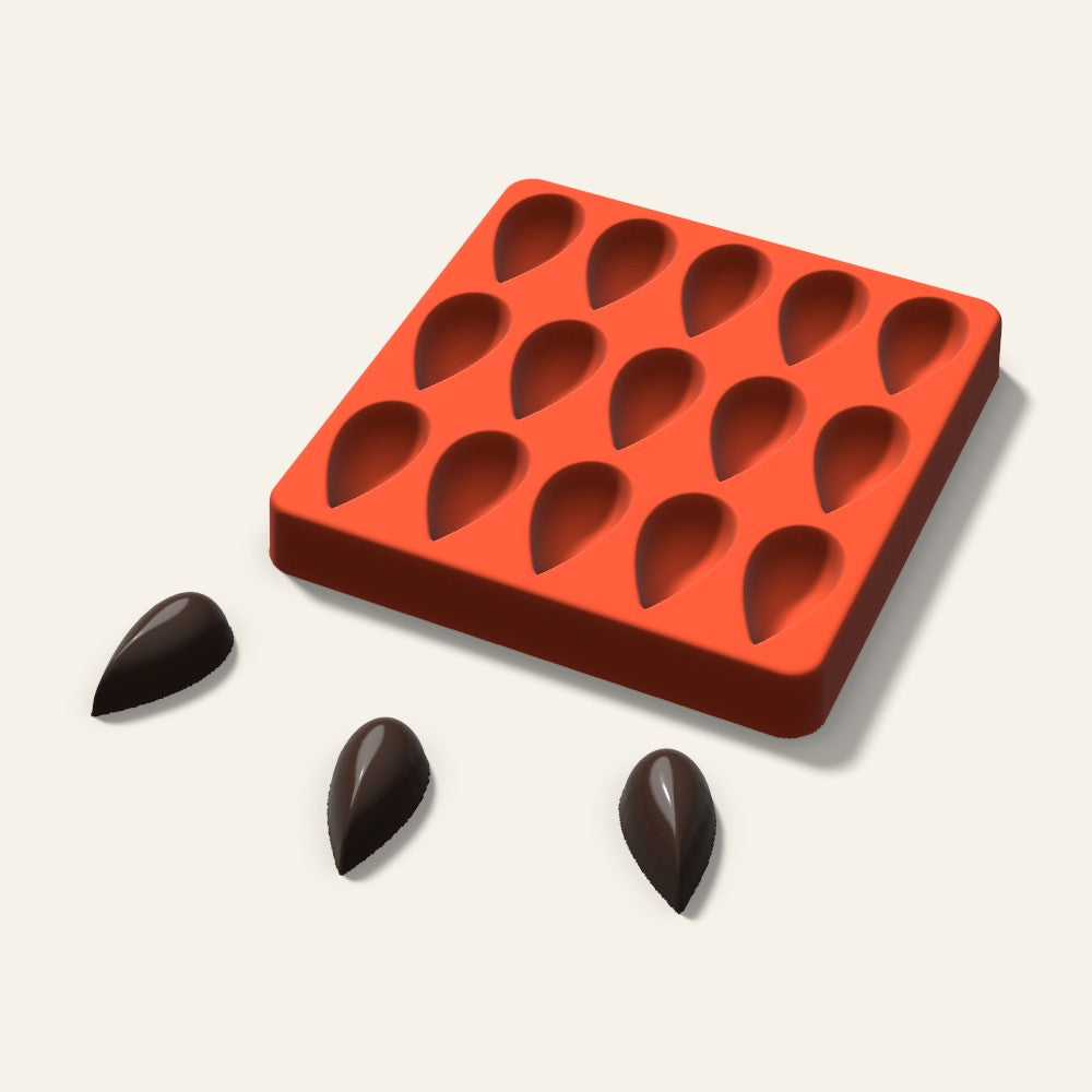 Teardrop Chocolate Mold, 1.5 Inch, 15 Cavity, 3D render