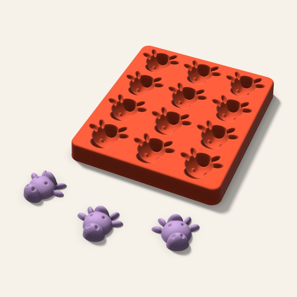 Cow Wax Melt Mold, 1.5 Inch, 12 Cavity, 3D render