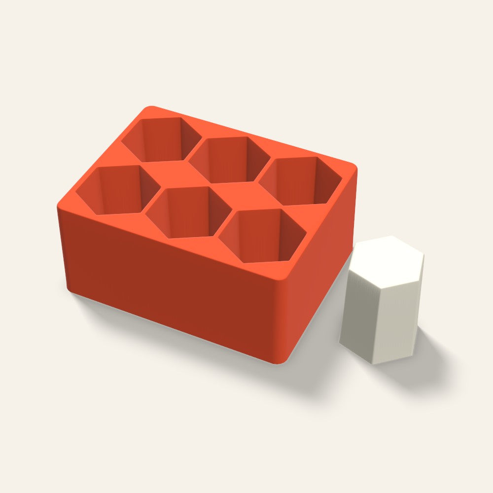 Hexagon Pillar Votive Candle Mold, 2.5 x 3 Inch, 6 Cavity, 3D render