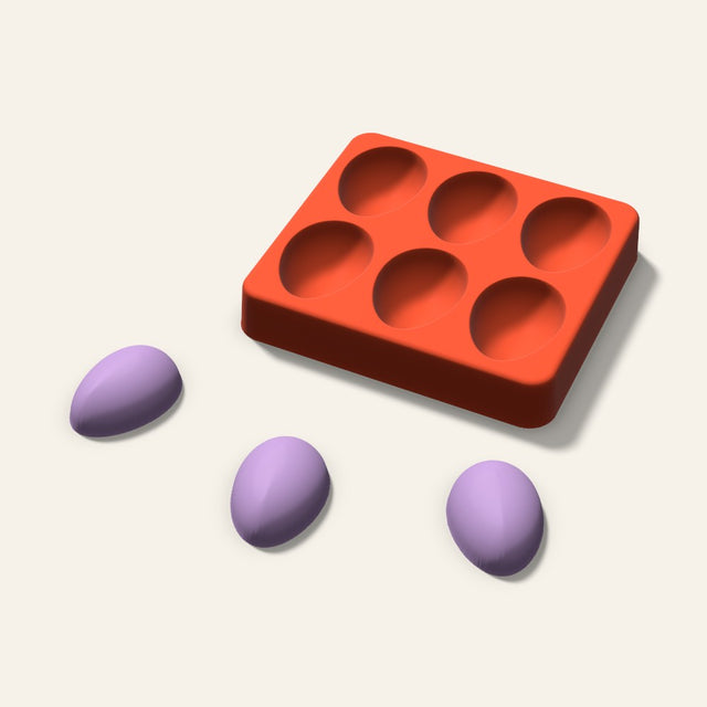 Egg Wax Melt Mold, 1.5 Inch, 6 Cavity, 3D render