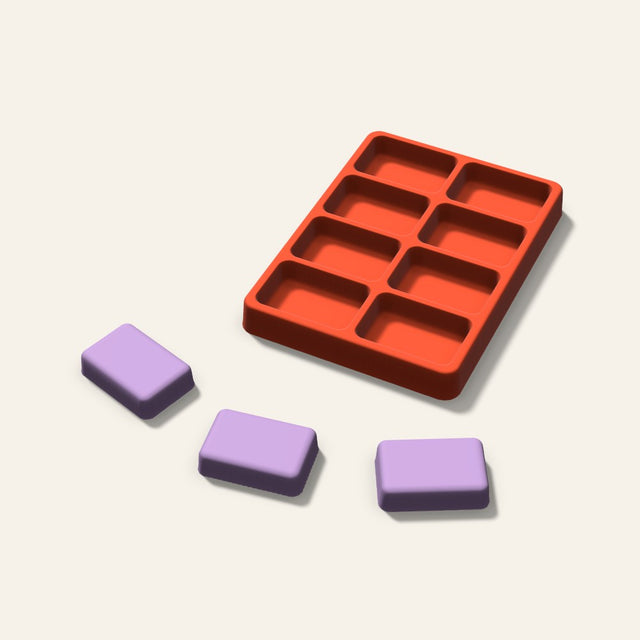 Rounded Rectangle Wax Melt Mold, 2 Inch, 8 Cavity, 3D render