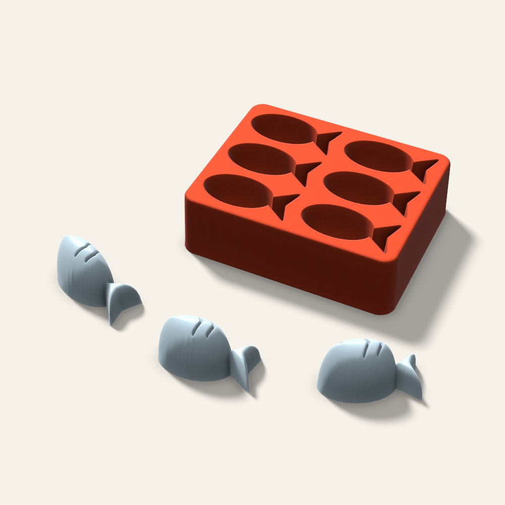 Fish Ice Mold, 2 Inch, 6 Cavity, 3D render