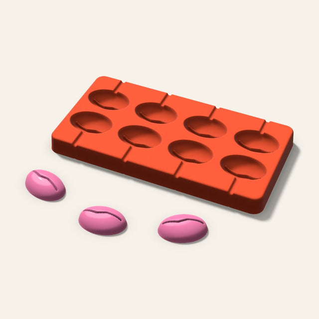 Coffee Bean Lollipop Mold, 1.5 Inch, 8 Cavity, 3D render