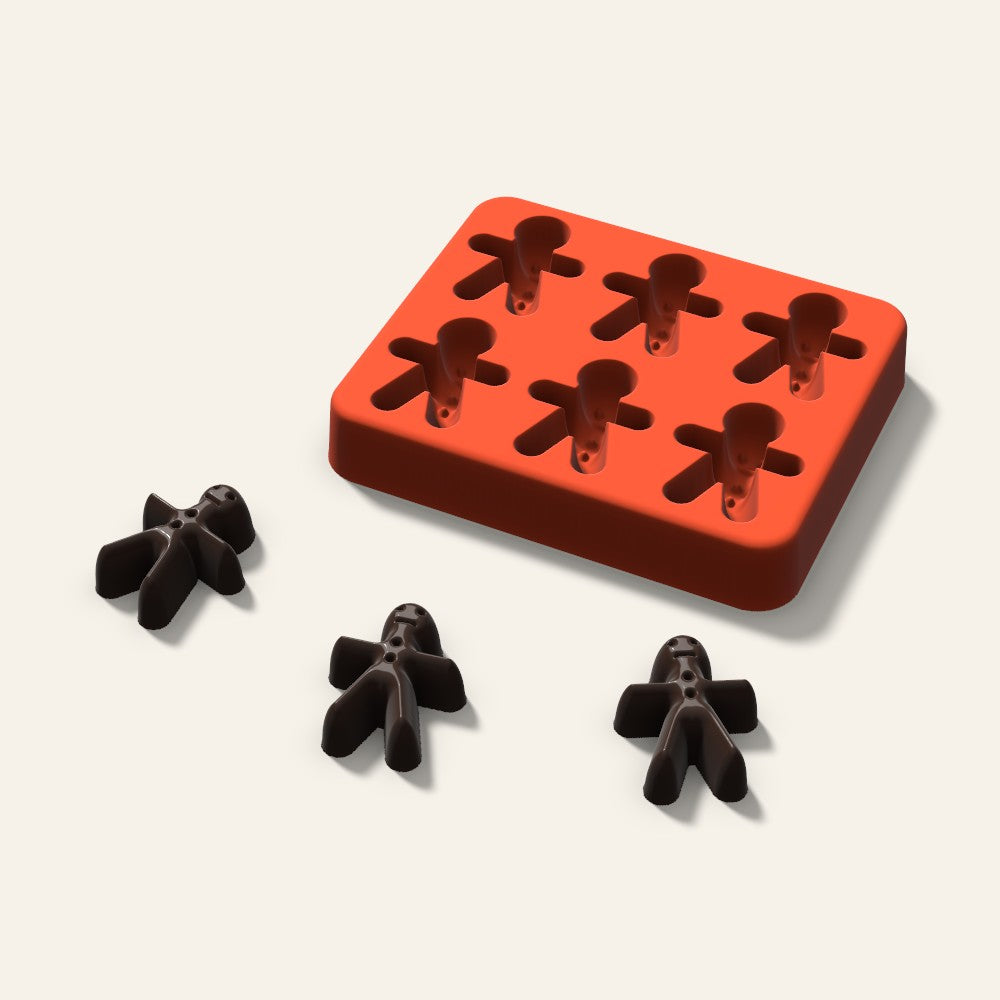 Gingerbread Candy Mold, 1.25 Inch, 6 Cavity, 3D render
