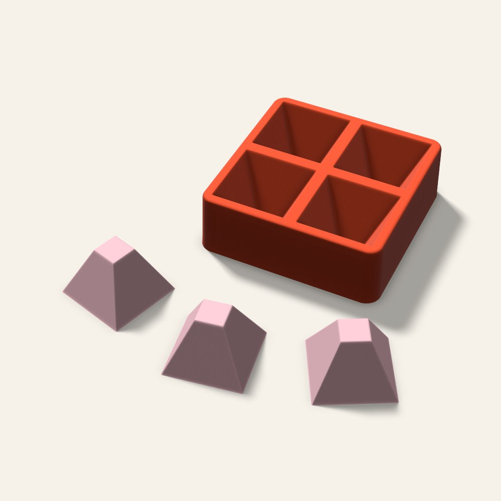 Flat Top Pyramid Soap Mold, 2.5 Inch, 4 Cavity, 3D render