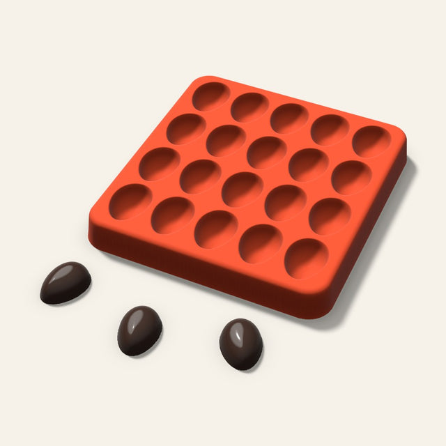 Egg Gummy Mold, 0.75 Inch, 20 Cavity, 3D render