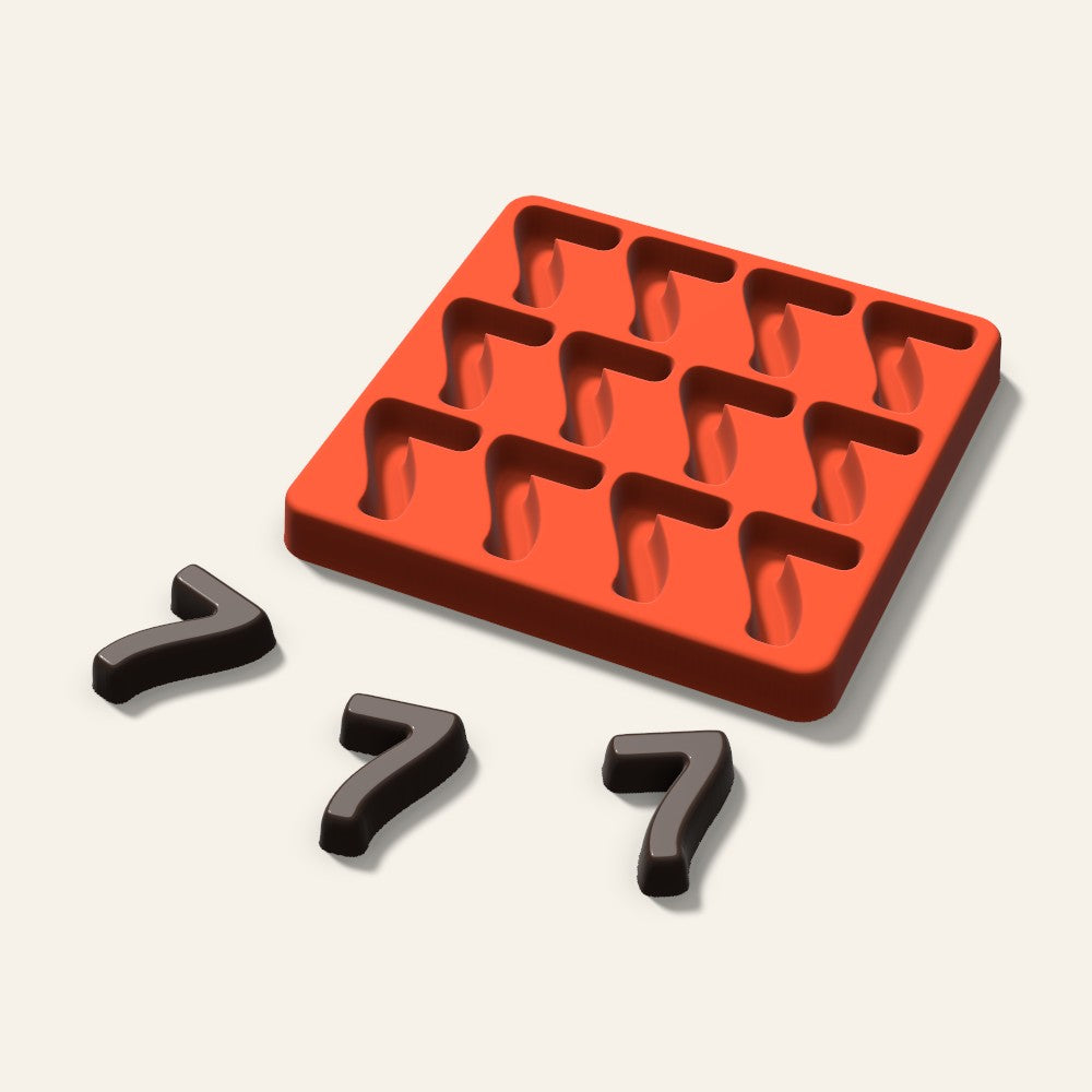 Number 7 Candy Mold, 1.5 Inch, 12 Cavity, 3D render