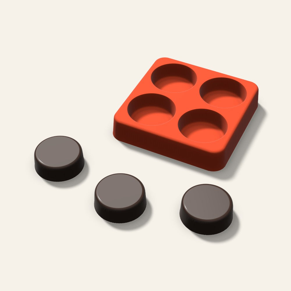 Round Candy Mold, 1.25 Inch, 4 Cavity, 3D render
