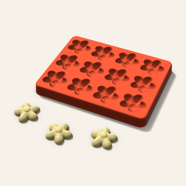 Flower Butter Pat Mold, 1.25 Inch, 12 Cavity, 3D render